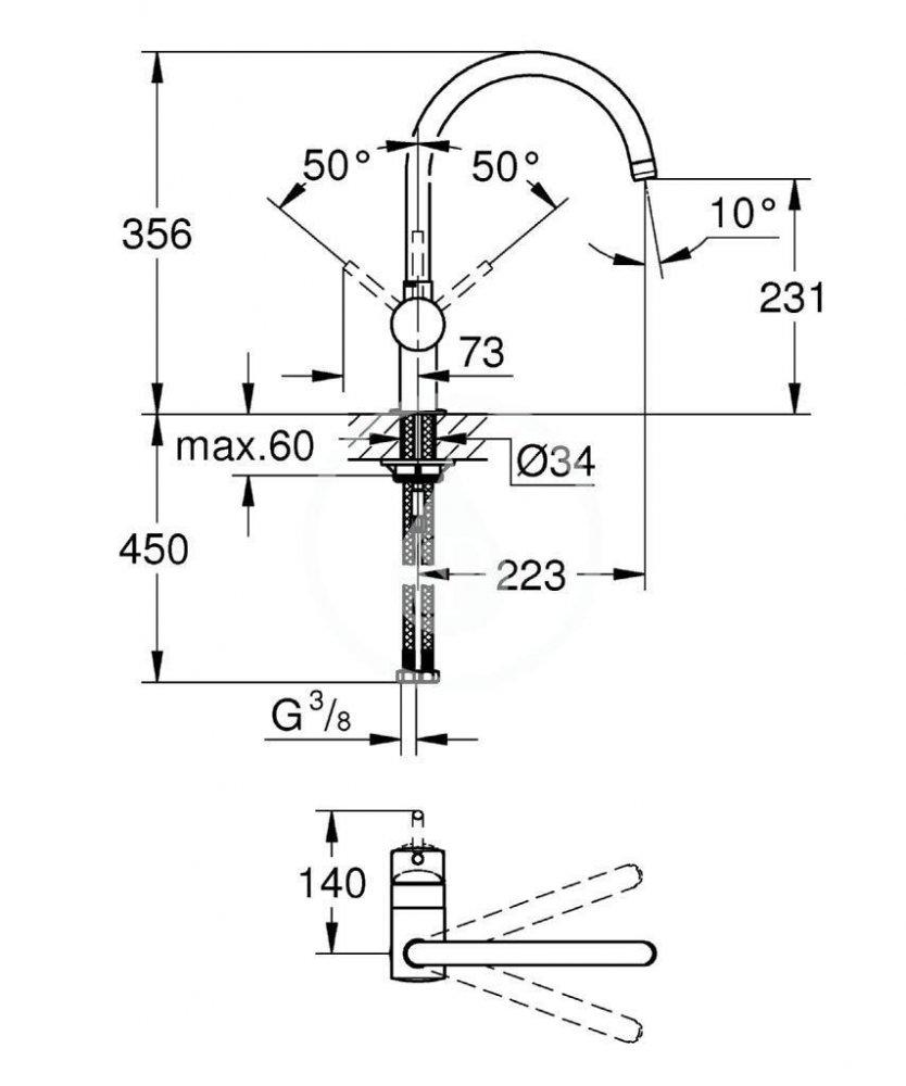 Bateria zlewozmywakowa Minta jednouchwytowa