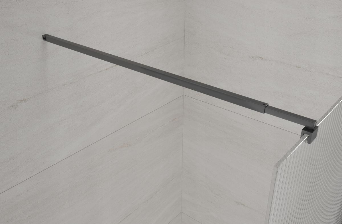 INVENA KABINA WALK-IN II TREND 80X200CM RYFLOWANA 8MM SHINY-GL. CZARNY