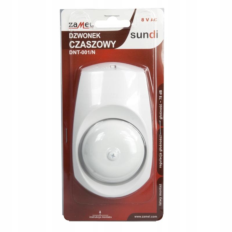 ZAMEL Dzwonek czaszowy elektromechaniczny, DNT-001 8V, biały