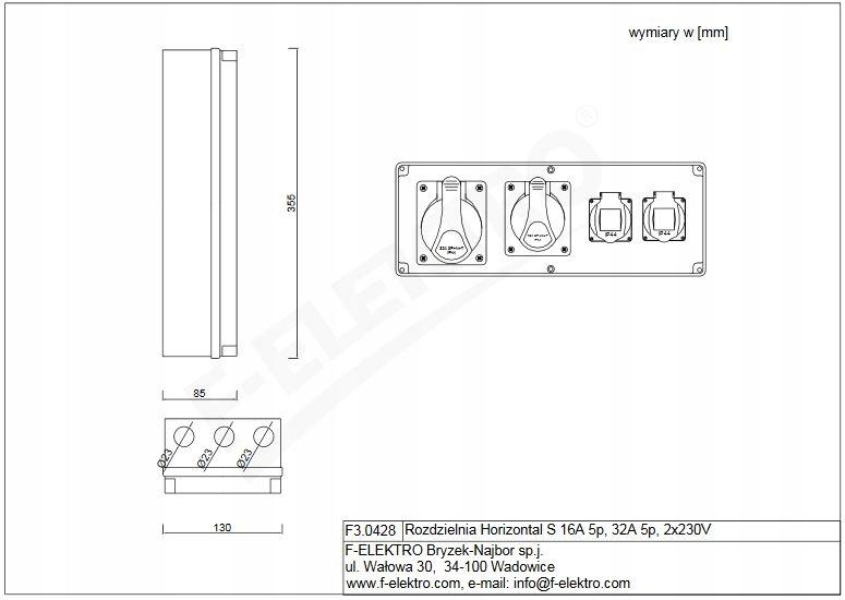 ONNLINE Rozdzielnica HORIZONTAL S 16/5, 32/5, 2x230V ONNLINE POWER