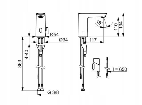 ORAS Bateria umywalkowa Electra 3 V, Bluetooth Electra
