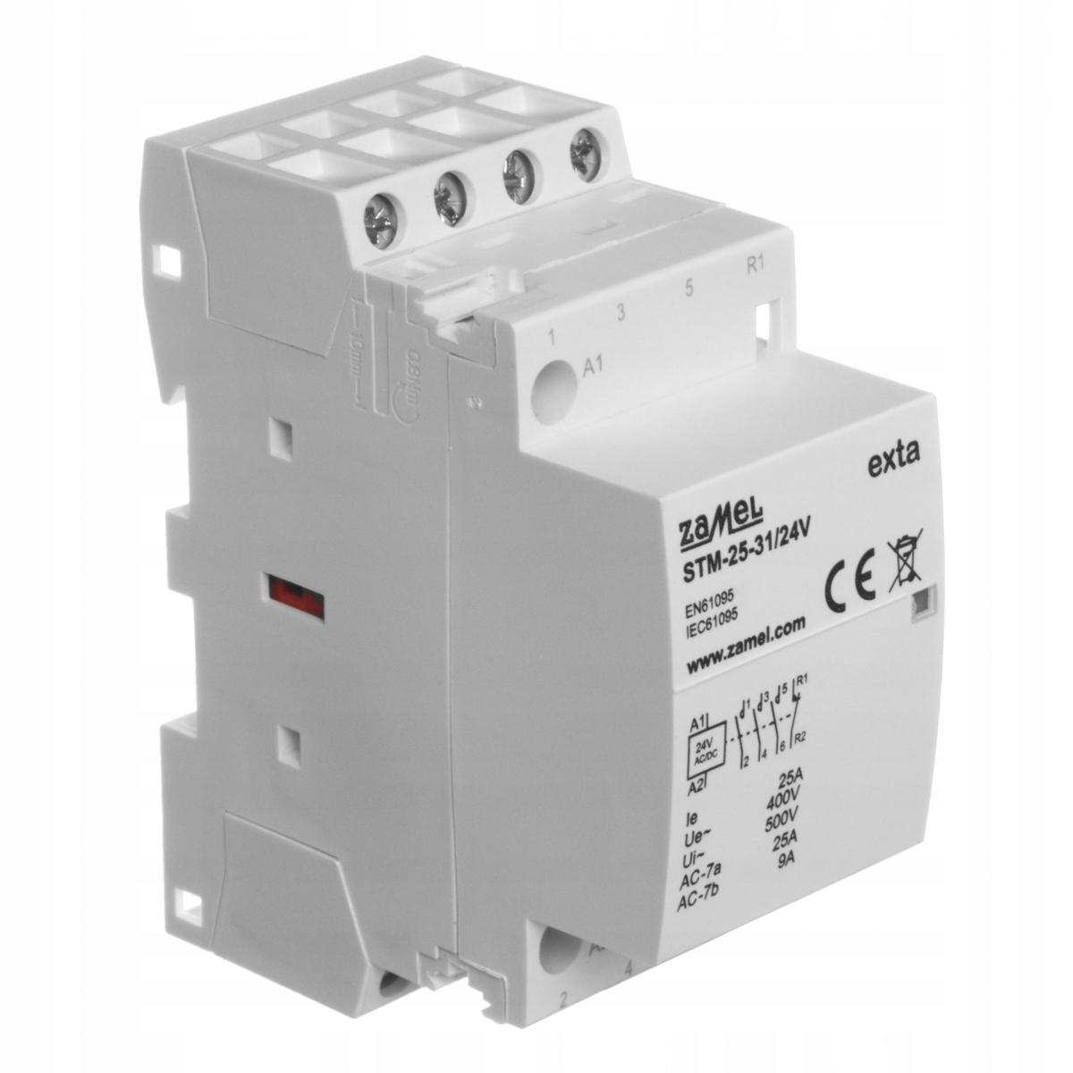 Stycznik modułowy instalacyjny 25A, 3xNO + 1xNC, 24V AC/DC STM-25-31/24V