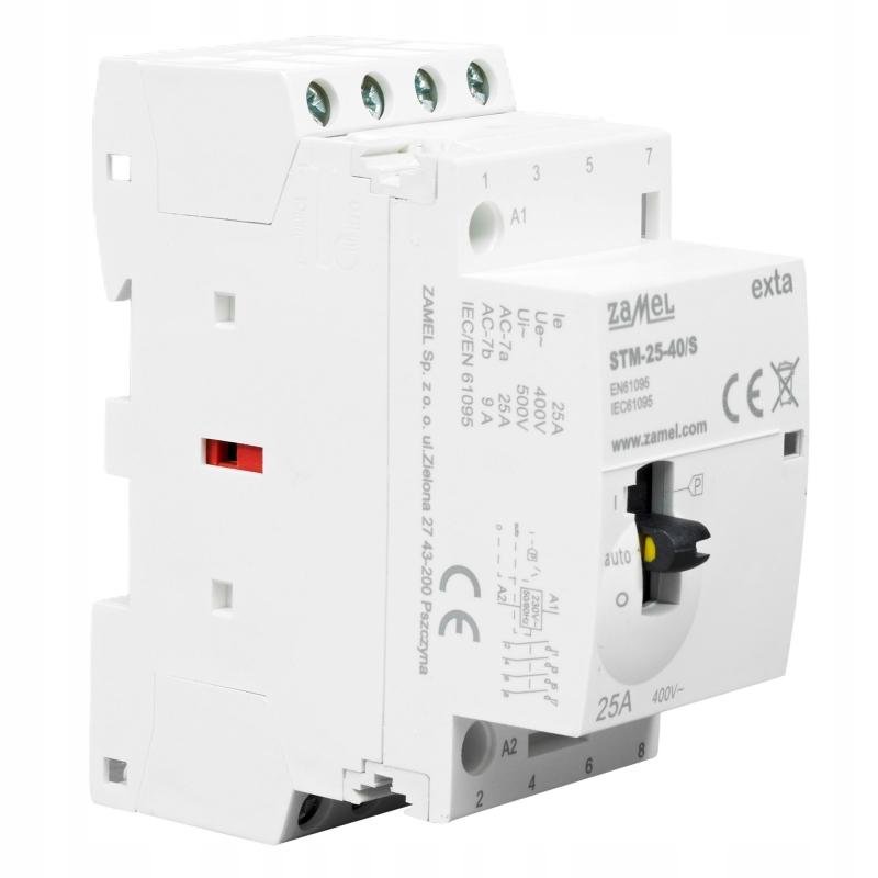 Stycznik modułowy ze sterowaniem ręcznym, instalacyjny 25A, 4xNO, 230V AC S
