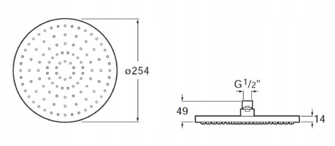 ROCA Głowica Rainsense okrągła 254 ABS chrom
