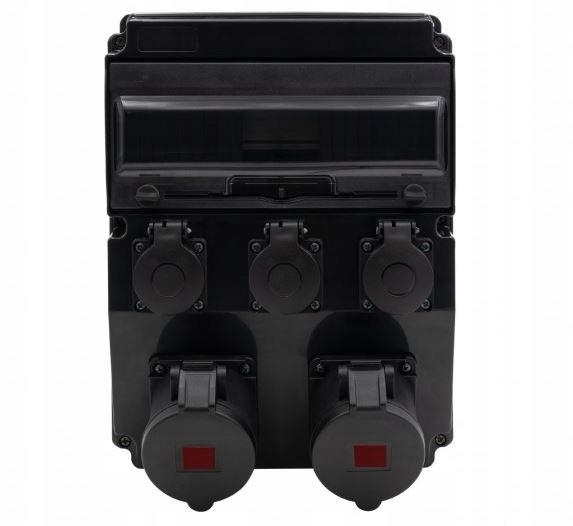 Rozdzielnica CAJA 12M SCENIC - gniazda proste 16A 5p, 32A 5p, 3x230V, 12 mo