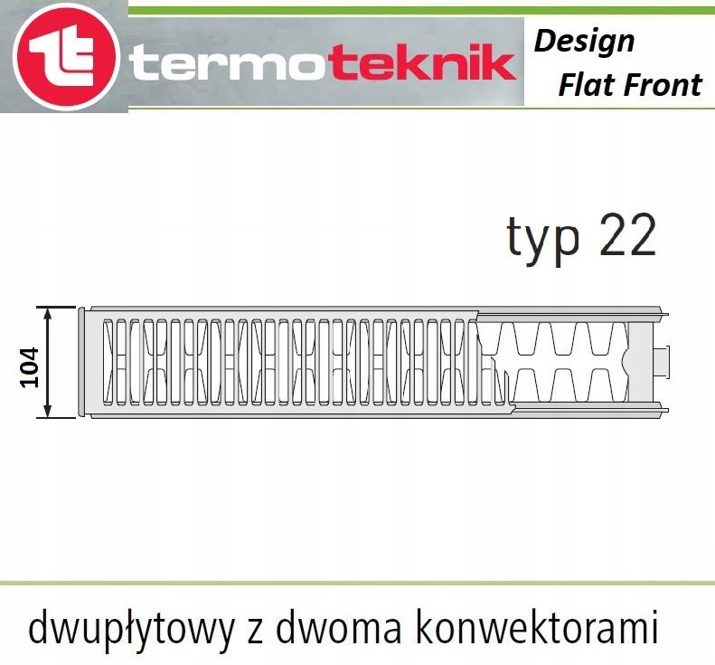 Grzejnik TERMOTEKNIK V 22 600x1200 DESIGN FLAT FRONT dolny prawy 48h