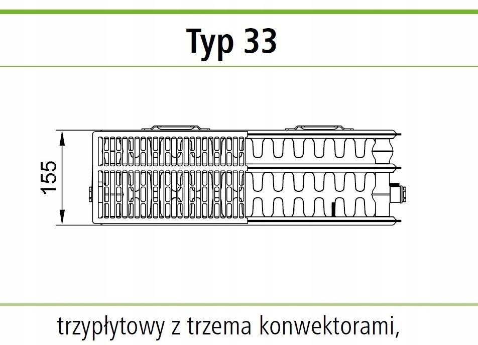 Grzejnik stalowy KERMI V 33 600X1000 X2 dolny prawy48h