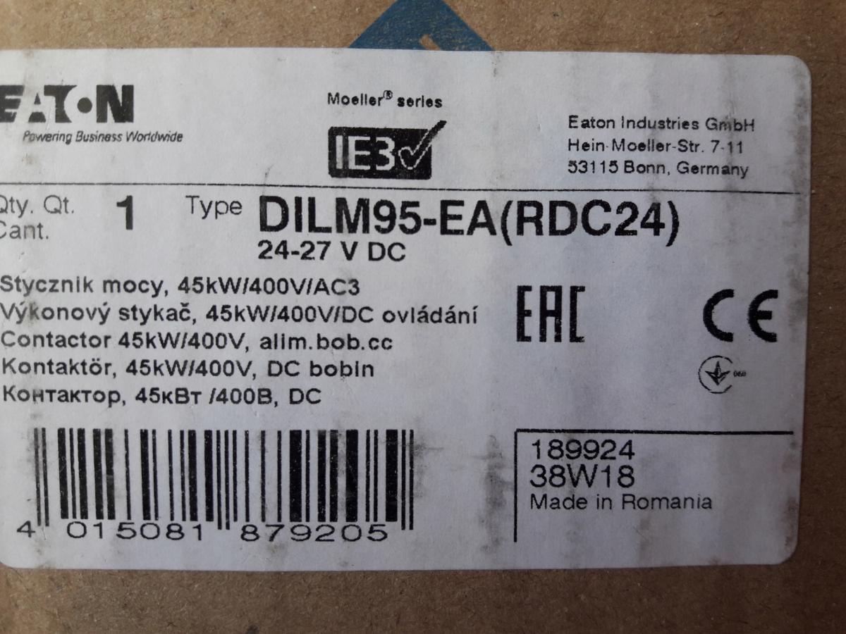 EATON Stycznik 45kW/400V, sterowanie 24VDC DILM95-EA(RDC24)