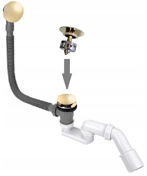 ALCADRAIN Syfon wannowy ALCA z korkiem clik-clak DN 70 H-120 chrom