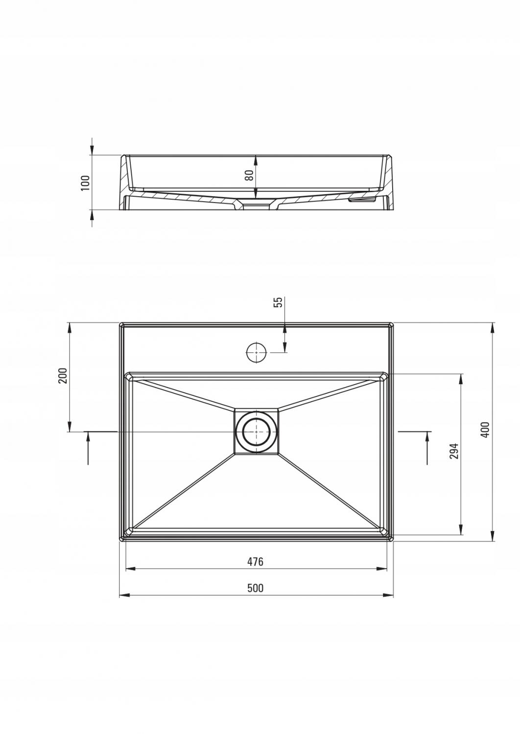DEANTE Umywalka granitowa stawiana na blat - 500x400 mm Correo, nero