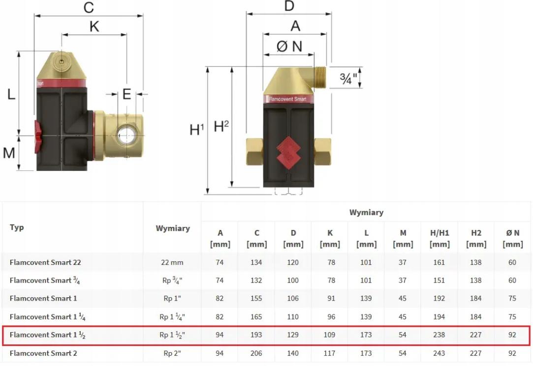 Separator powietrza Flamcovent Smart 1 1/2