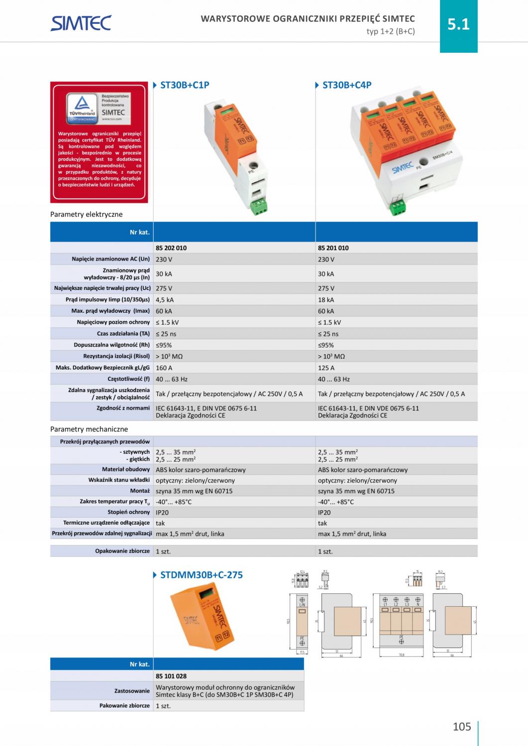 SIMET Warystorowy ogranicznik przepięć SIMTEC (B+C) ST30B+C4P
