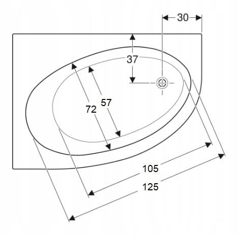 GEBERIT Wanna asymetryczna Selnova 150x100 cm, odpływ z prawej strony