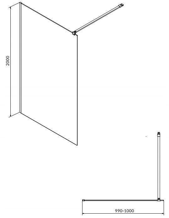 Kabina prysznicowa Walk-In Mille chrom 100 x 200 szkło transparentne