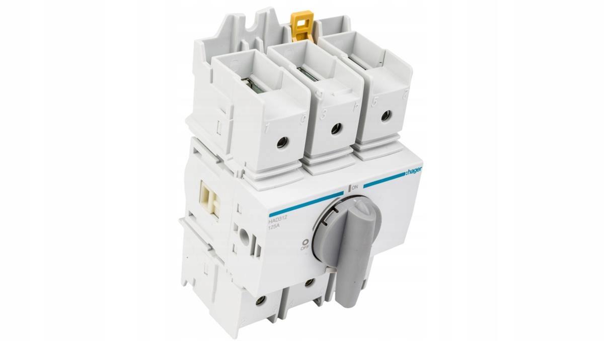 HAGER Rozłącznik izolacyjny modułowy obrotowy 3P 125A, rozmiar 3