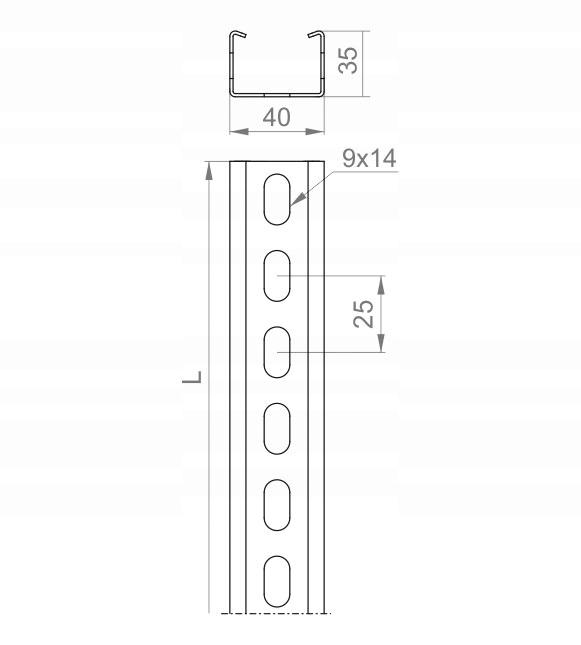 BAKS Ceownik wzmocniony CWC40H35/2, grubość blachy 2,0mm