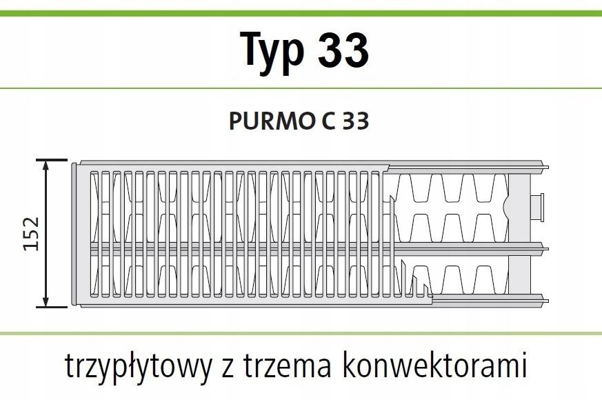 POLSKI Grzejnik stalowy 3 - płytowy PURMO C33 550x1200 C 33 BOCZNY 48h