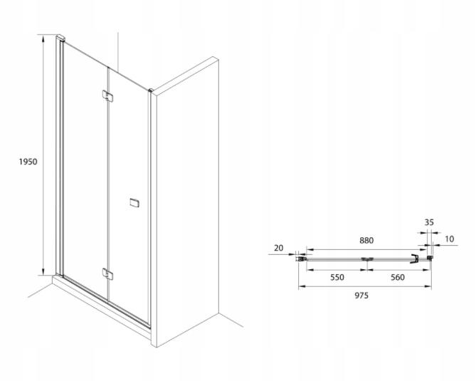 CAPITAL BLACK drzwi 2 skrzydłowe łamane 100x195