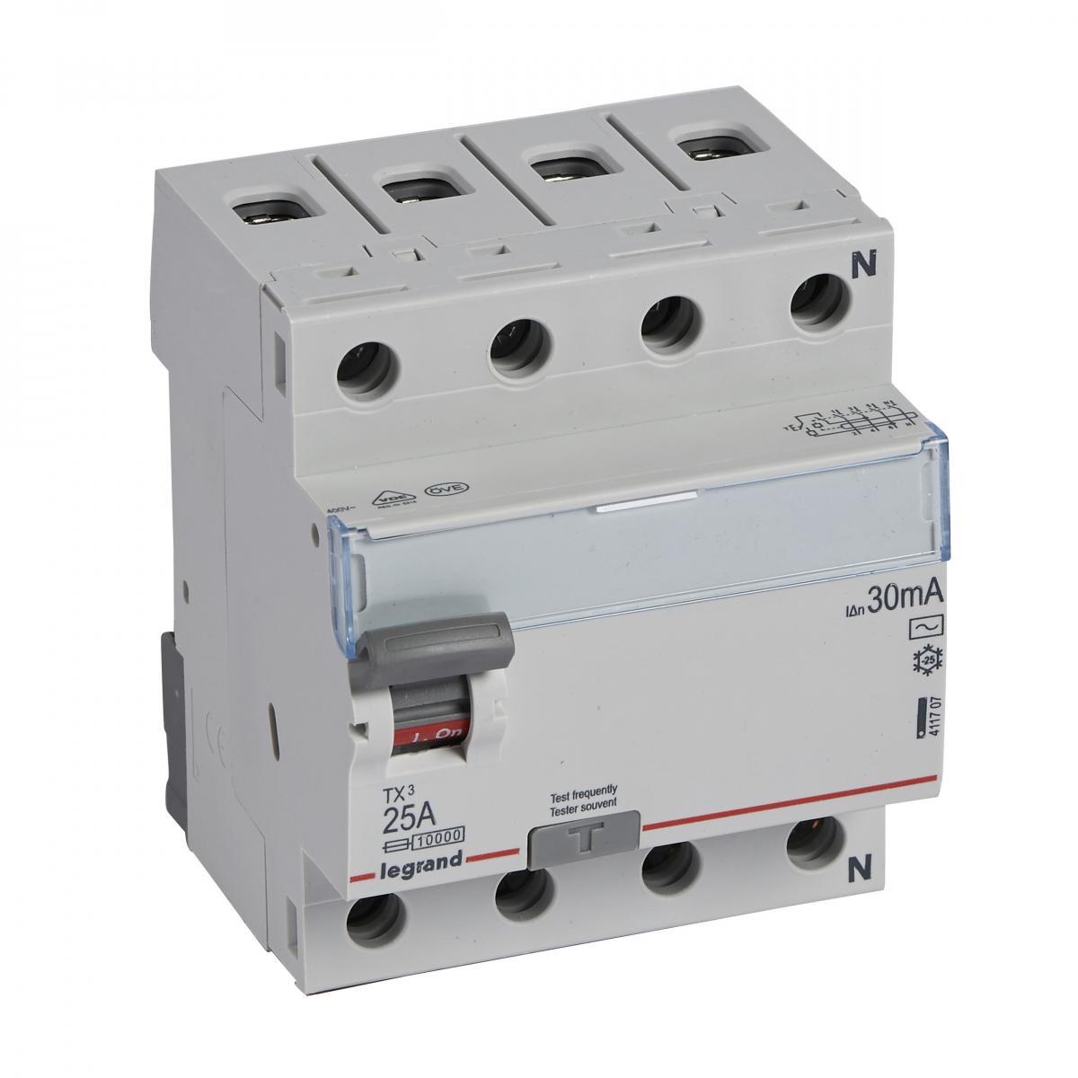 LEGRAND Wyłącznik różnicowoprądowy P304 4P 25A 30MA TYP AC TX3