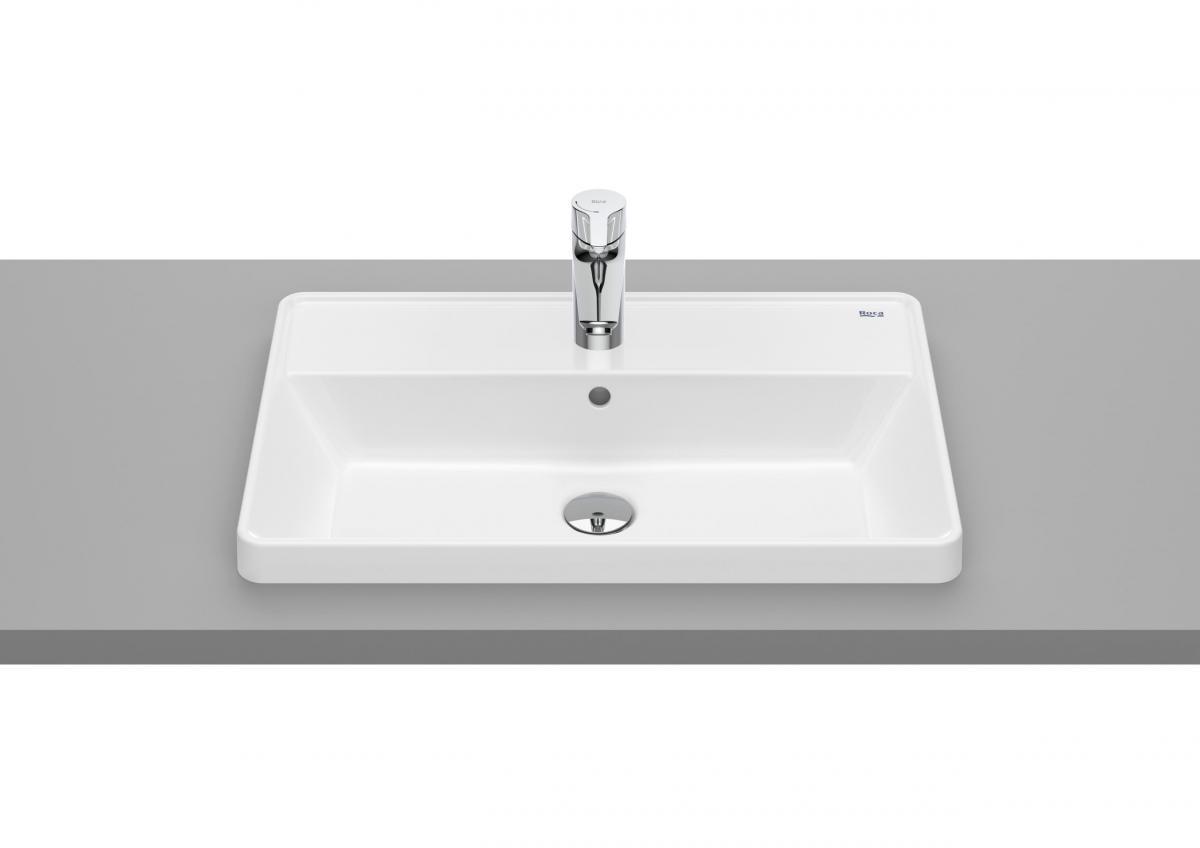 Umywalka blatowa GAP 60x39cm Prostokątna, z/otw., z/przel. Biały ROCA