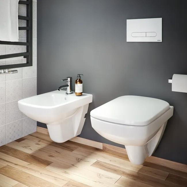 Bidet wiszący Selnova Square B35 cm, H35.5 cm, T53 cm, z przelewem, z otwor