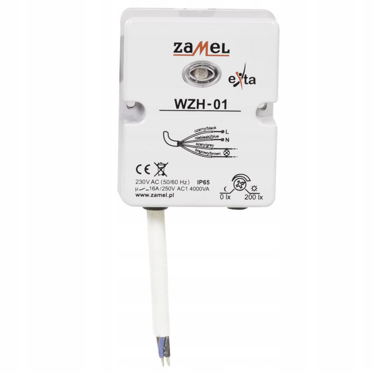 ZAMEL Wyłącznik zmierzchowy natynkowy z sondą 230V AC IP65 TYP: WZH-01