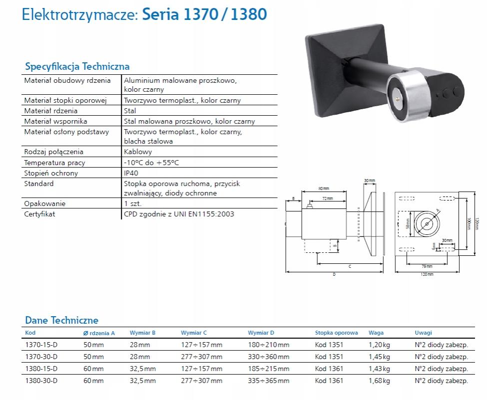 EATON Elektrotrzymacz, 24VDC 300mm, 100Kgf/980N, 1380-30-D