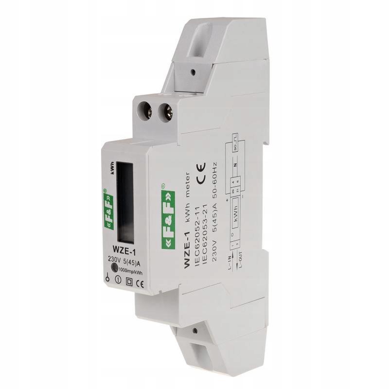 F&F Jednofazowy licznik zużycia energii 45a mid WZE-1