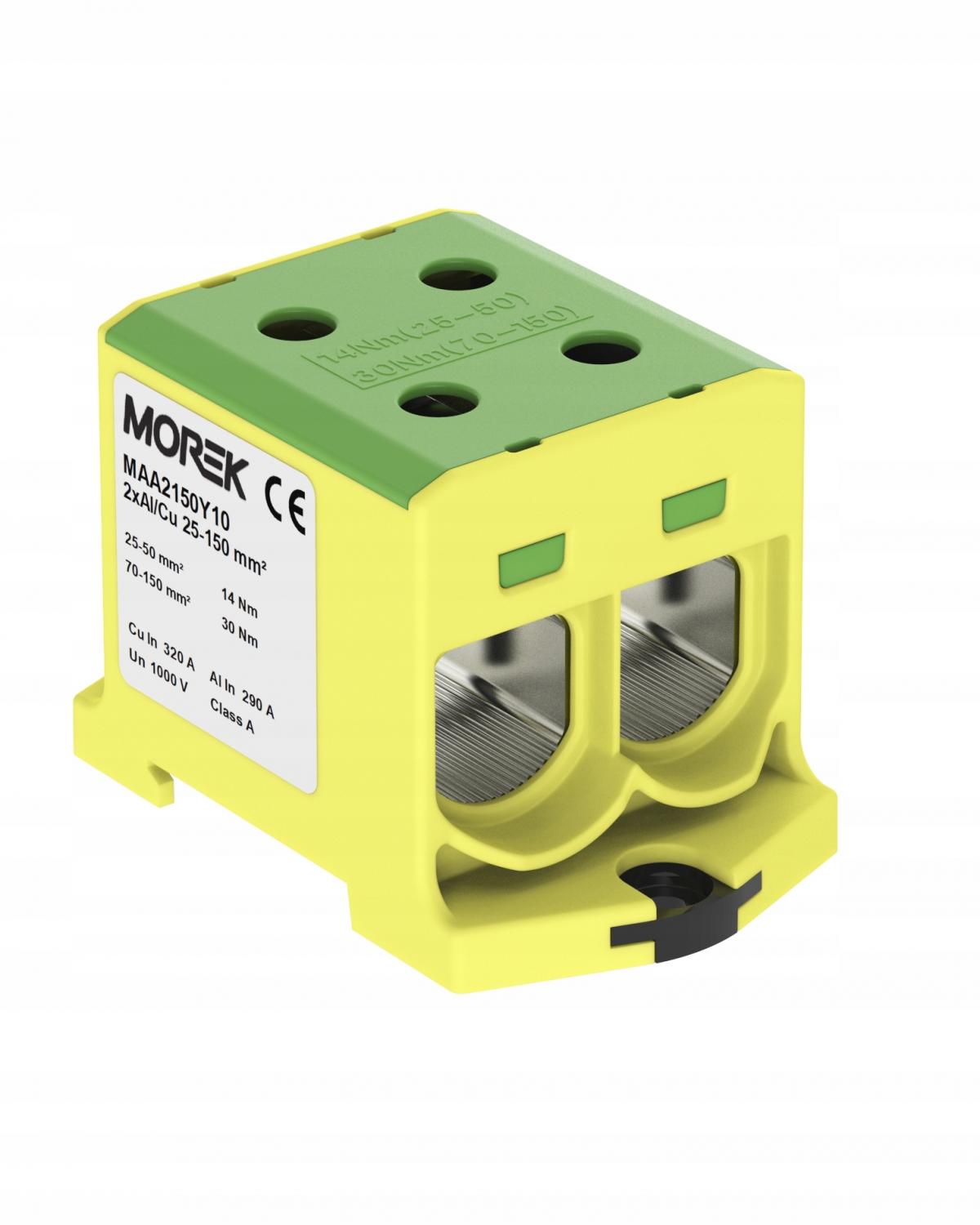 Złączka OTL150-2 żółto-zielony 2xAl/Cu 25-150mm2 1000V AC/1500V DC, zacisk