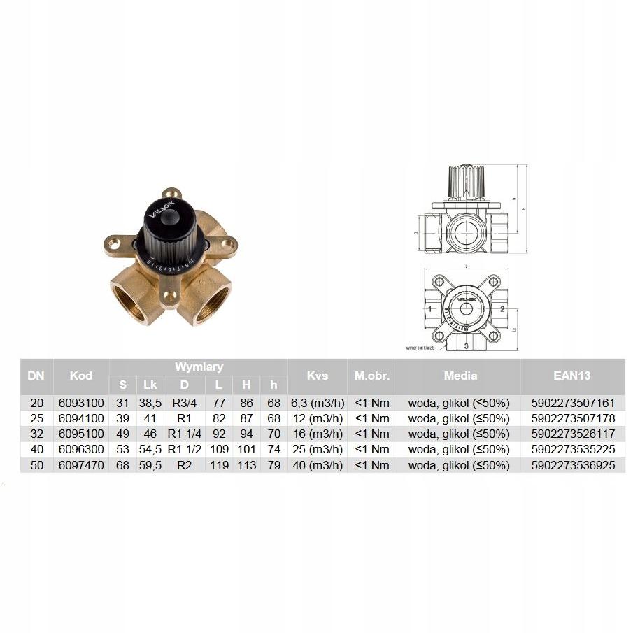 VALVEX Zawór mieszający 3-drogowy Controlmix DN40