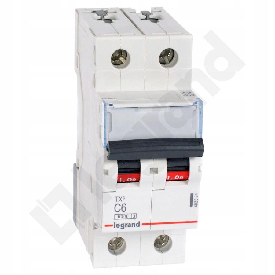 LEGRAND Wyłącznik nadprądowy S 302 2P C 6A 6000A TX3