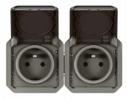 Gniazdo podwójne z uziemieniem 2x2P+Z, poziome, mechanizm 16A-250V~- antrac