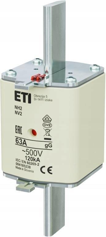 ETI Wkładka topikowa przemysłowa zwłoczna KOMBI NH2 gG 63A/500V