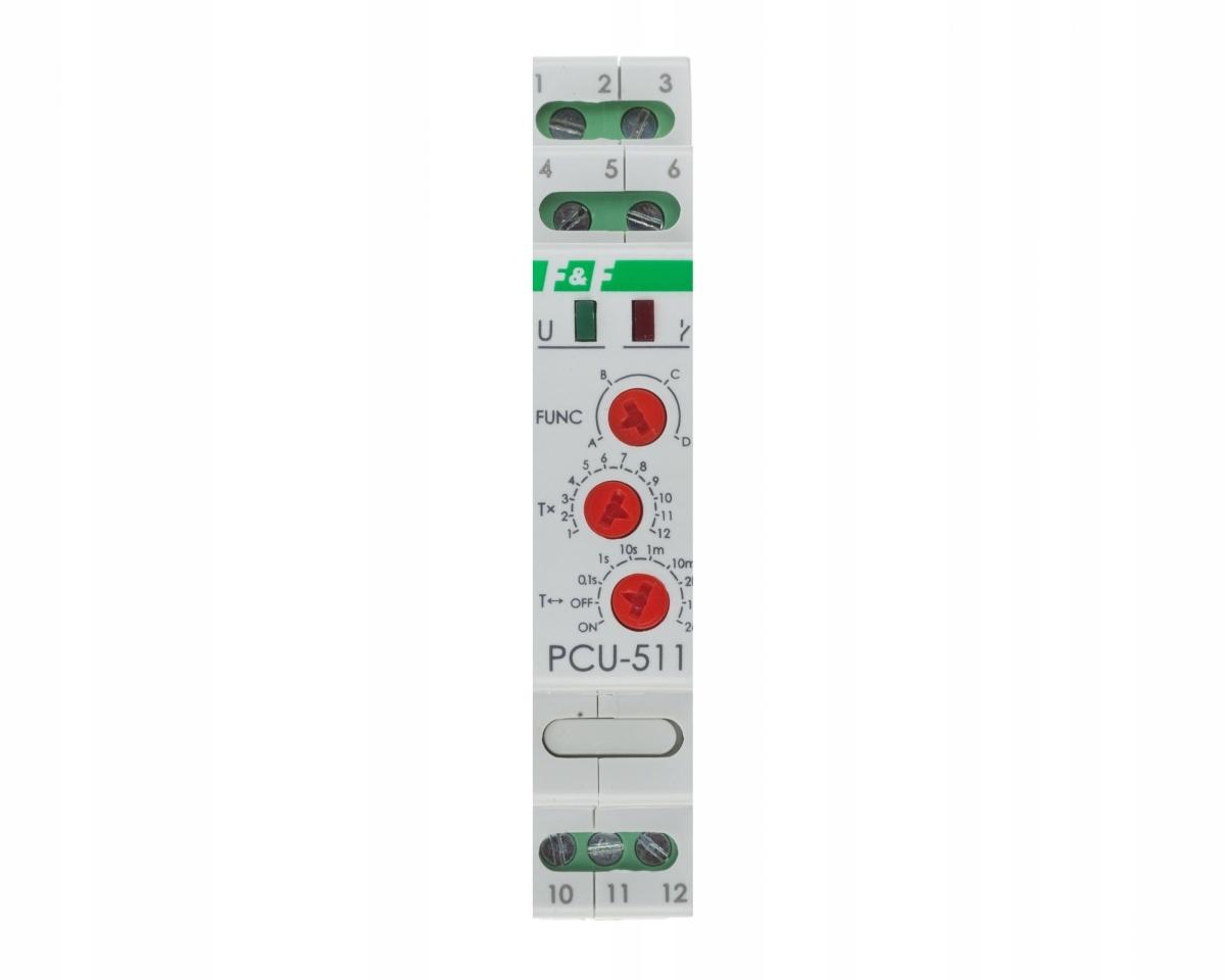 Przekaźnik czasowy PCU-511 wielofunkcyjny, styki:1P , U=230V, I=10A, 1 modu