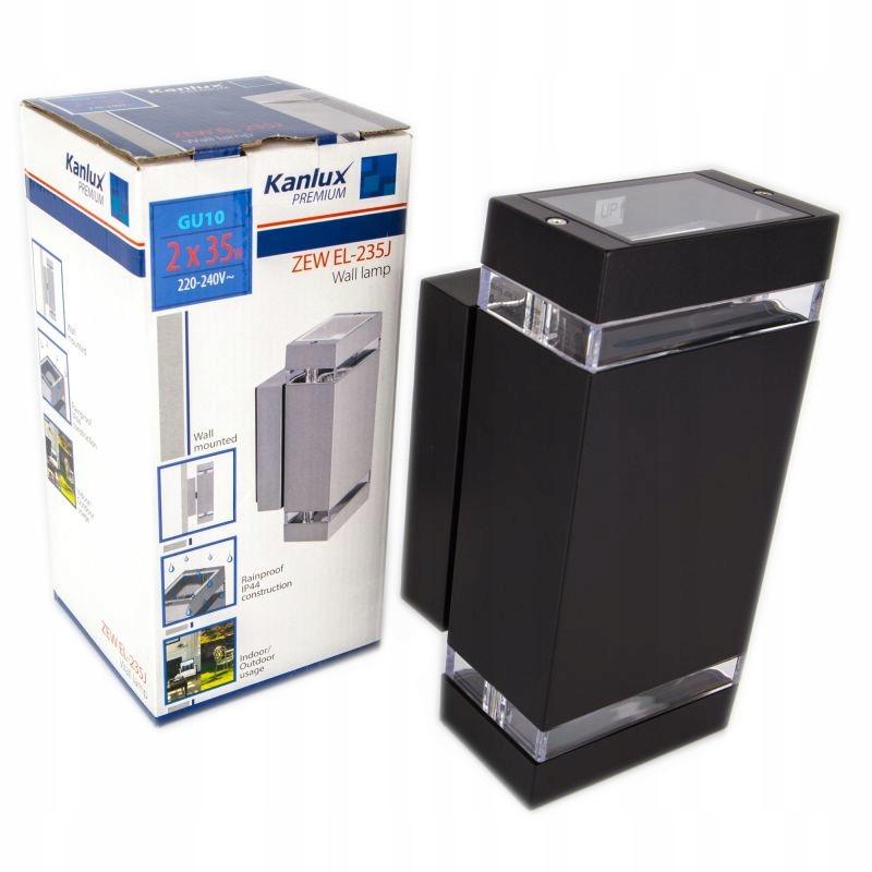 KANLUX Oprawa elewacyjna ZEW EL235, 2xGU10, 35W, IP44, czarna