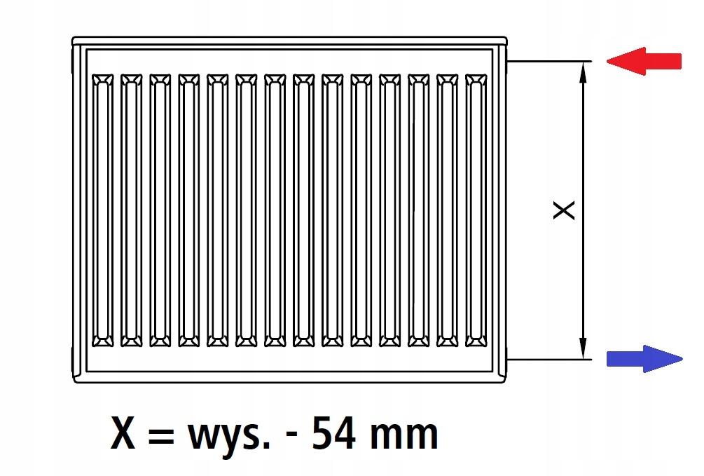 Grzejnik stalowy KERMI C22 400x500 604W C 22 BOCZNY X2 48h