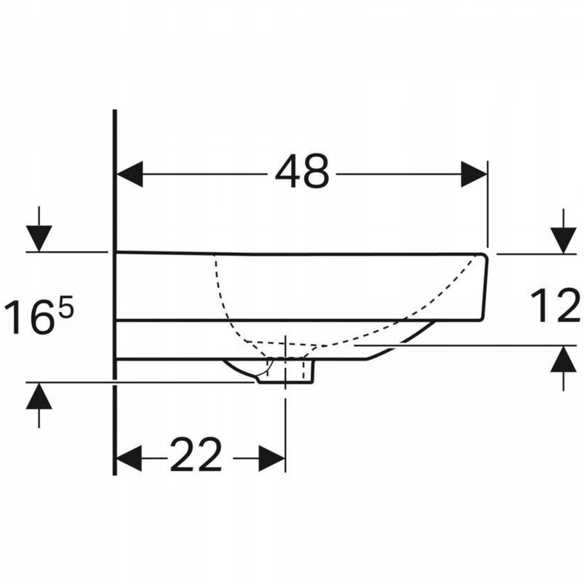 Umywalka Smyle Square B120 cm, H16.5 cm, T48 cm, z przelewem, z dwoma otwor