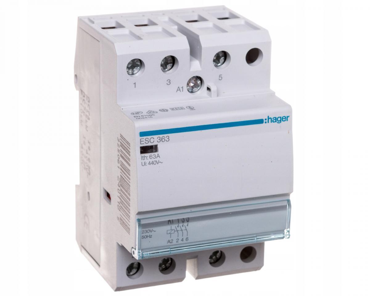 HAGER Stycznik 230VAC 3NO 63A AC-7a/b