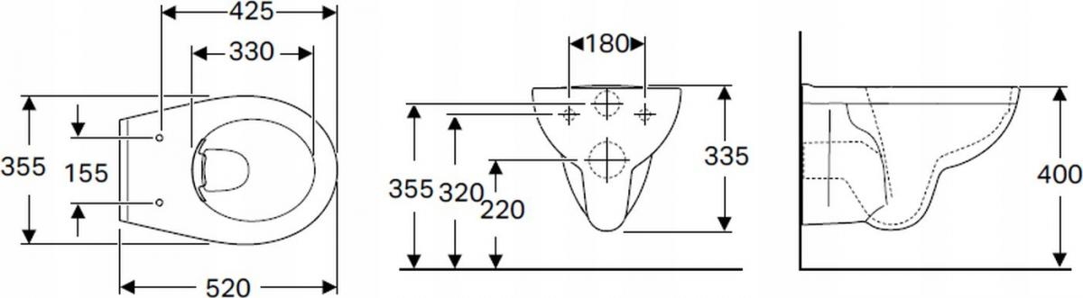 KOŁO Miska wisząca WC Rekord ustępowa lejowa Rimfree