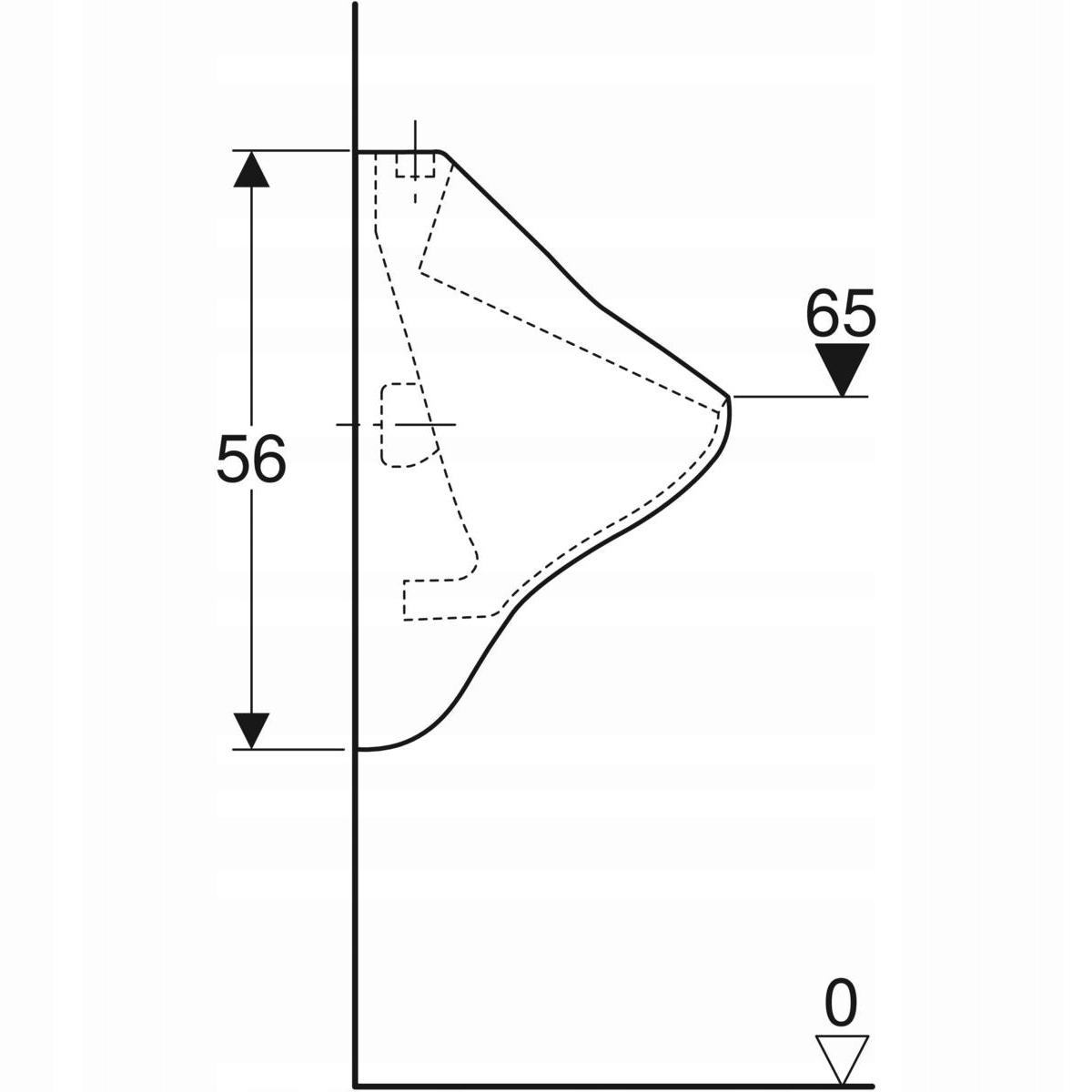 Pisuar Felix, B35 cm, H56 cm, T35.5 cm, dopływ u góry, odpływ do tyłu lub w