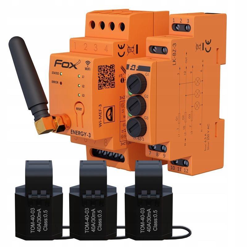 F&F Zestaw: monitor zużycia energii MEF-3-40 FOX z lampką LK-BZ-3