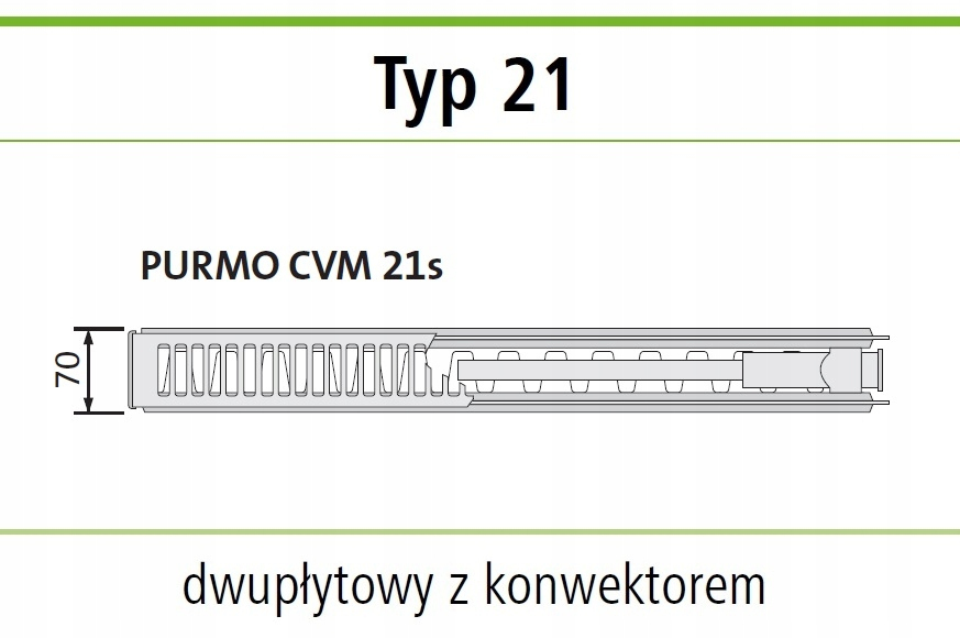 Grzejnik PURMO VM 21 500x1400 dolny ŚRODKOWY ANTRACYT