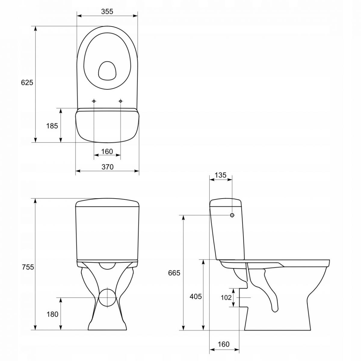 Kompakt 331 Merida 3/6 l, odpływ poziomy, deska polipropylenowa, wolnoopada