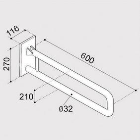 EKOTECH Poręcz stała Ergoplus 60 cm do WC 48h