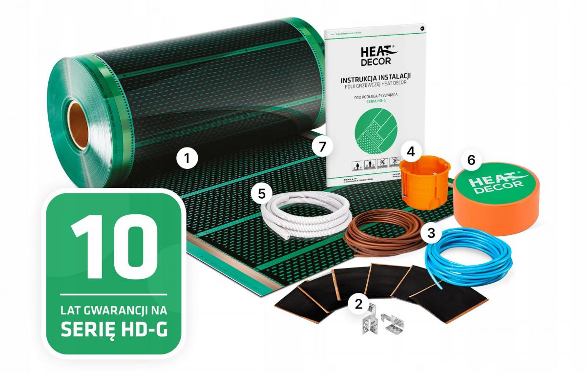 Zestaw folii grzewczej HD-G 140 W/m2 szer 50 cm bez termos konektor BX 14m2
