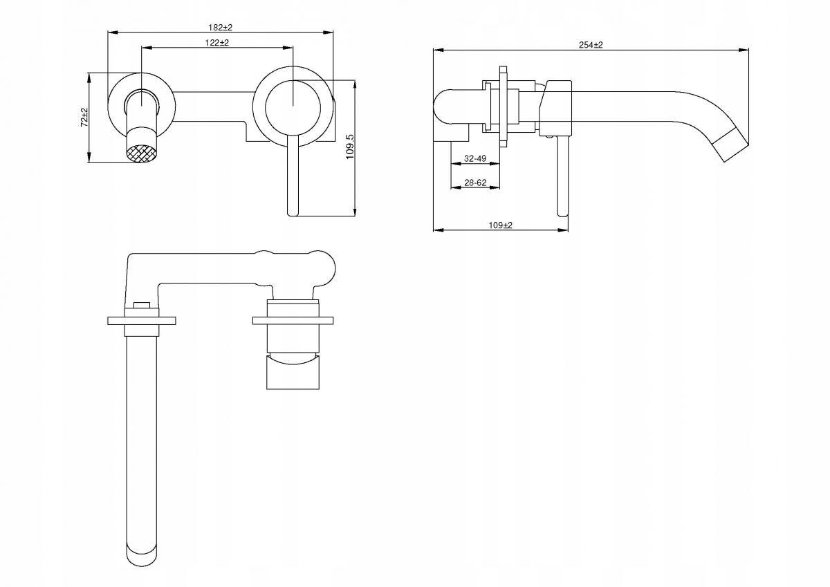 INVENA BATERIA UMYWALKOWA PODTYNKOWA DAFNI CHROM