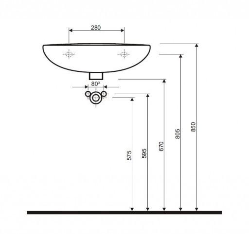 KOŁO Umywalka GEBERIT Idol wisząca z otworem z przelewem 550 x 420 mm biała