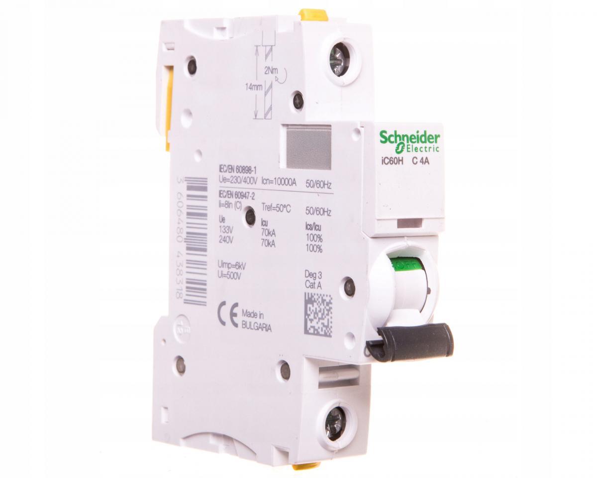SCHNEIDER ELECTRIC Wyłącznik nadprądowy iC60H-C4-1 C 4A 1-biegunowy