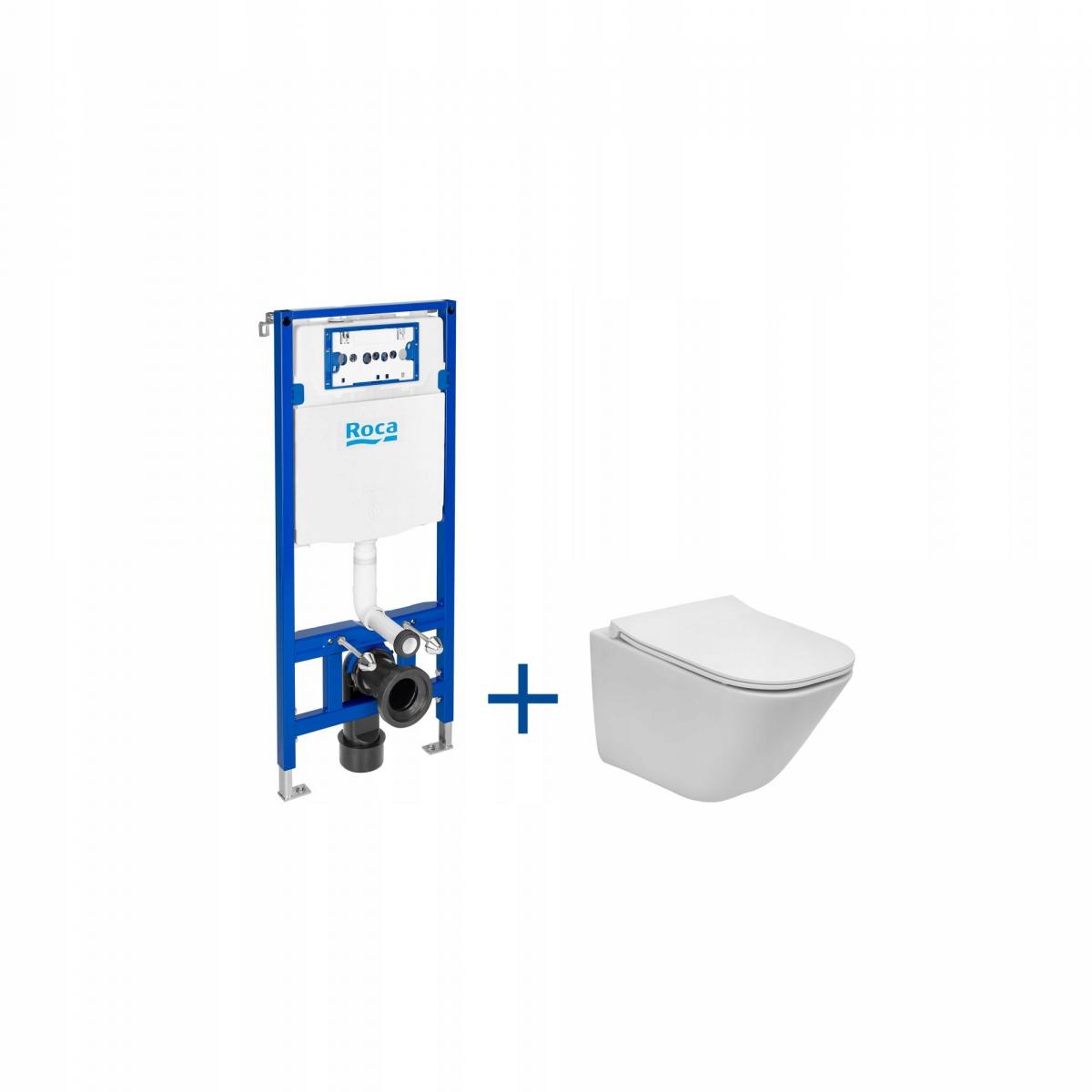 Zestaw stelaż WC Duplo One + miska WC GAP SQUARE COMPACTO Rimless z deską