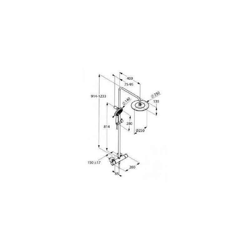 Dual shower system z termostatem KLUDI FRESHLINE L = 914-1233 mm chrom
